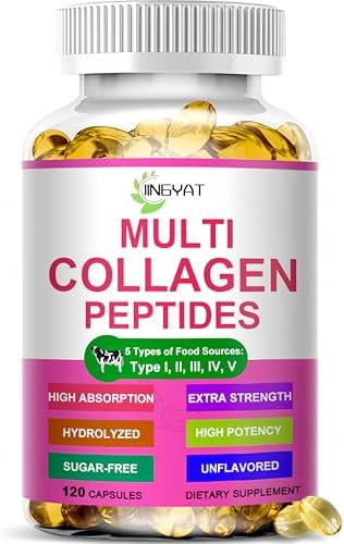 Multi Collagen Peptides Softgels - Hydrolyzed Collagen Peptides For Women & Men with Vitamin C Hyaluronic Acid - High Absorption Collagen Complex for Skin Hair Nail & Joint - Type I, II, III, V, X by JINGYATSUPPLEMENTFORYOU