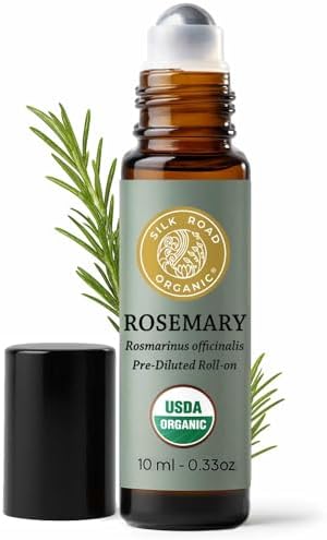 Silk Road Organic Rosemary Essential Oil & Jojoba Roll-On, USDA Certified by SILKROADORGANIC