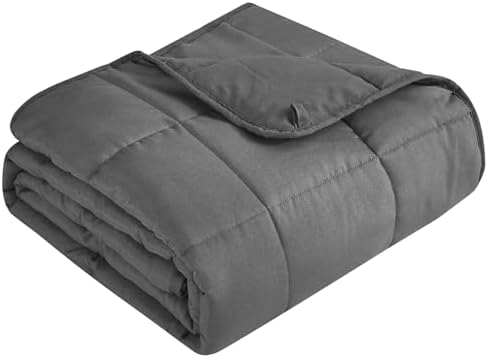 LiyLou Weighted Blanket for Adults (15 lbs, 48" × 72", Grey) Twin Full Size Heavy Blanket for 140-160lbs, Breathable Weighted Throw Blanket with Glass Beads for All Season, Washable by LIYLOU
