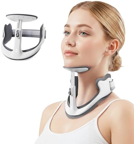Posture Corrector for Neck & Cervical Spine Alignment - Memory Foam Support for Pain Relief, Tech Neck, 360° Adjustable Neck Collar, (White, Large) by Home