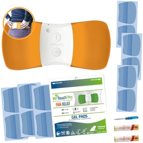 Hollywog WiTouchPRO Orange Back Pain Relief Bundle, TENS Unit Plus 6 Pairs of Gel Pads by Hollywog