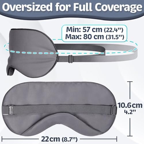 Sleep Mask - Dark Gray, 100% Viscose Derived from Bamboo - Lightweight Eye Mask with Adjustable Strap - Blackout Sleeping Blindfold for Women & Men - Comfortable Light Blocking Eye Cover - Image 4