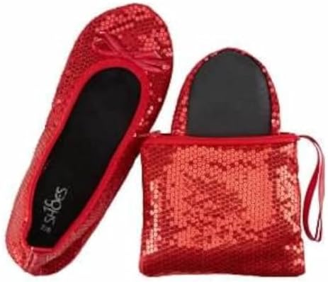 Shoes 18 Women's Foldable Portable Travel Ballet Flat Shoes w/Matching Carrying Case by Shoes8teen