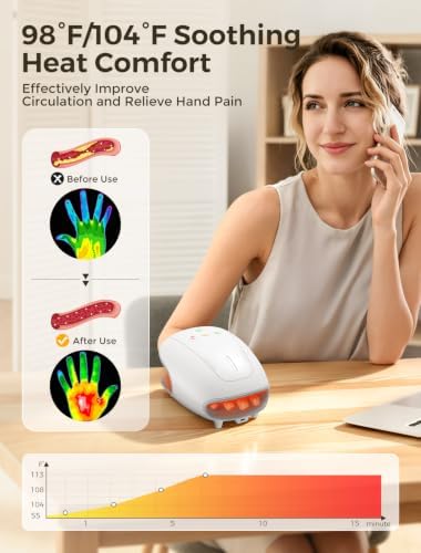 Estefanlo Hand Massager with Heat and Compression, Cordless Hand Massager for Arthritis Pain Relief, 3 Modes Air Compression Finger Massage Device, 2 Heat Levels, Washable Silicone Liner - Image 4