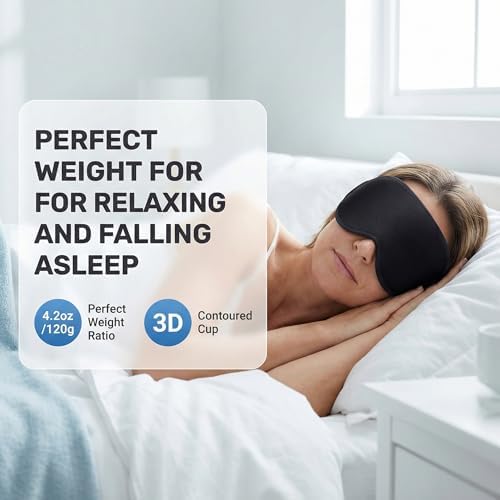 Weighted Eye Mask for Sleeping 2 Pack: Gentle Pressure Blackout Sleep Mask with 3D Contoured Cups, Zero Eye Pressure Sleep Mask for Lash Extensions, Memory Foam Travel Mask, Black Purple - Image 2