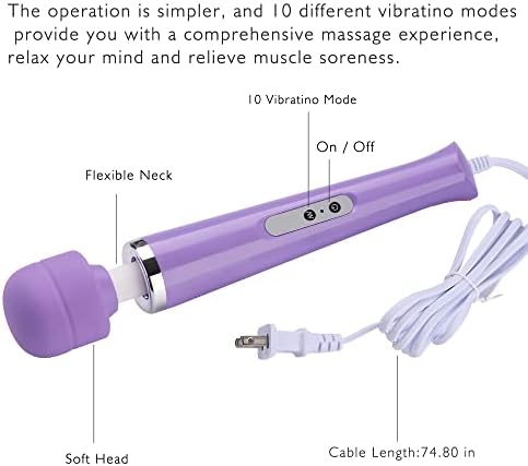 AEVEONE Wired Powerful Handheld Electric Massager, Strong Personal Back Massage for Sports Recovery, Muscle Aches, Body Pain (Light Purple) - Image 4