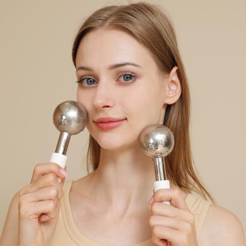 pfefe Ice Globes for Face & Eyes, Unbreakable Stainless Steel Cryo Sticks for Beauty Routines, Facials Cold Roller Cooling Globes for Puffiness, Wrinkles, Dark Circles, Headaches - Image 4