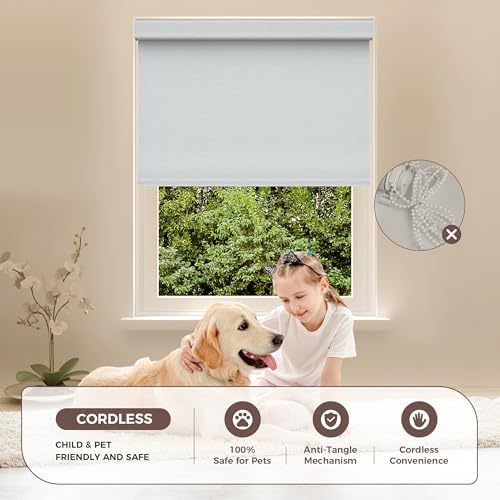 Allesin zen No Drill No Tools Blackout Roller Shades for Windows, 100% Blackout Linen Fabric,Renter-Friendly,UV Protection,Cordless Roller Blinds for Home, Office, Bedroom(White,35x72) - Image 6