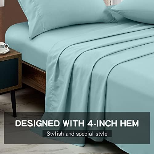 FreshCulture Twin XL Flat Sheet - Hotel Quality Twin XL Flat Sheet Only - Brushed Microfiber Top Sheet - Ultra Soft & Breathable - Wrinkle-Free - Easy Care - Single Flat Sheet (Twin XL, Spa Blue) - Image 2