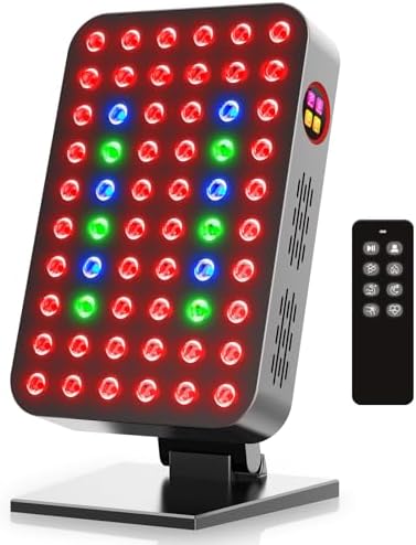 Red Light Therapy Panel 300W 60pcs Dual-Chip 4 Bands LED Light Therapy Red Infrared Blue Green 660nm 850nm 455nm 528nm, High Irradiance, Touch Screen Controller, Ideal for Body, Face, Skincare, Sleep by bioredrlt