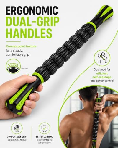 Massage Roller Stick for Muscles Deep Tissue, Portable Muscle Roller with 9 Independent ABS Rollers, 81 Contact Points, Dual-Grip Handles for Gym & Home Use - Image 5