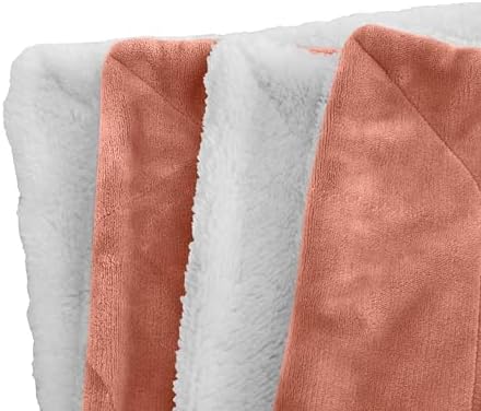Elegant Comfort Luxury Ultra-Plush Velvet Touch Fleece Throw Soft, Warm, Cozy| Micromink Sherpa-Backing Reversible Blanket for Bed, Sofa and Couch, Solid Coral - Image 3