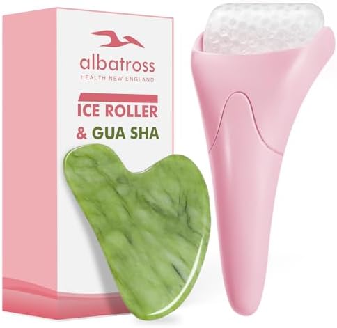 Gua Sha & Ice Roller for Face, Small Gifts, Facial Tools for Puffiness and Redness Reducing Skin Care Routine, Self Care Massage Gift for Women Men by AlbatrossHealthNewEngland