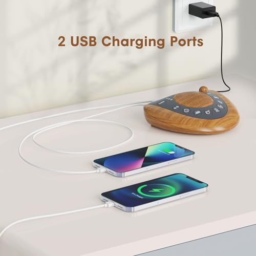 Raynic Noise Machine, Battery Powered Sound Machine, Portable Sleep Machine with 36 Natural Soothing Sounds, Timer, USB Port, Headphone Jack for Baby, Kids, Adults, Travel, Office (Yellow Wood Grain) - Image 6