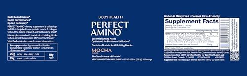 BodyHealth PerfectAmino Powder - BCAA and EAA Powder for Pre and Post Workout - Amino Acid Energy Drink for Men and Women to Support Lean Muscle and Recovery - Mocha - 30 Servings - Image 3