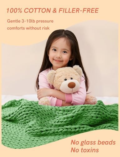 YnM Cooling Weighted Blanket, 100% Cotton Handmade Chunky Knitted Blanket, Weighted Lap, Breathable Heavy Blankets, Machine Washable Throw for Sleep or Home Decor (Green, 40x50 Inch, 7lbs) - Image 3