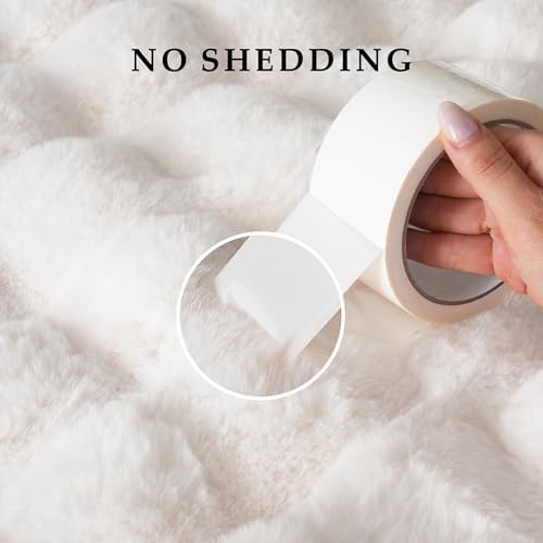 BENVWE Faux Fur Throw Blanket for Couch - Thickened Fluffy Soft Bubble Blanket for Living Room Home Decor - Mothers Day Birthday Gifts for Women Men, Cream White, 50" x 60", 1300GSM - Image 5