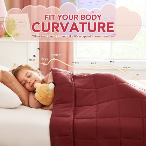 CuteKing Weighted Blanket - Weighted Blanket with Premium Glass Beads - Breathable Heavy Blanket for Comfortable Rest - Thick Blanket All Season (5lbs, 36"x48", Claret Red) - Image 3