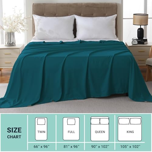 ZPECC Full Flat Sheet Only 1 Pack, Durable Teal Top Bed Sheets Hypoallergenic Soft Brushed Microfiber Color-Coded Label, 81"x96" - Image 5