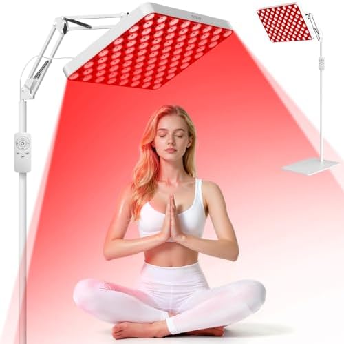 SUXIO Red Light Therapy for Face & Body, 165 Red LED Therapy Lamp, Red Light Therapy Panel with Remote, Deep 660nm - 820nm Near Infrared Light Therapy for Body, White-01 by SUXIO