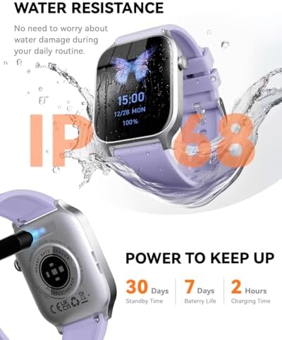 Smart Watches for Women Men, Fitness Tracker Watch with 110 Sports Modes, Step Counter/Sleep Monitor/Pedometer, IP68 Waterproof, Bluetooth Call & Music Control Smartwatch for iPhone/Android,Pueple - Image 6