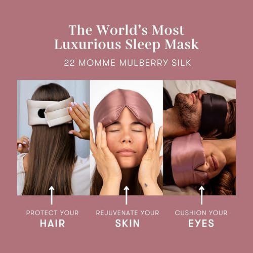 DROWSY Silk Sleep Mask - Face-Hugging, Padded Cocoon for Luxury Sleep in Total Darkness - 100% Pure Mulberry Silk (Damask Rose) - Image 4