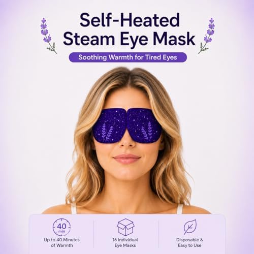 Steam Eye Mask Lavender Scent, Self Heating Warm Eye Masks for Sleeping & Relaxation, Disposable Heated Eye Compress for Dry Eyes, Travel, Screen Time & Spa Care, 16 Pack - Image 6
