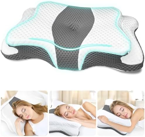 CHxxy Neck Cervical Pillow, Contour Memory Foam for Pain Relief Sleep by CHxxy