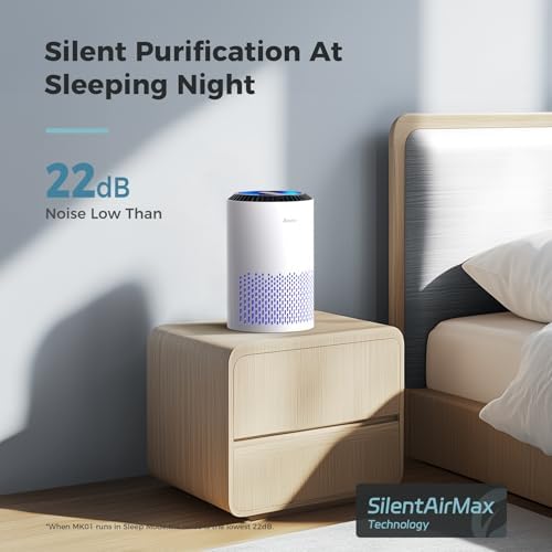 AROEVE Air Purifiers for Bedroom with Sleep Mode Speed Control-MK01A(White) - Image 3
