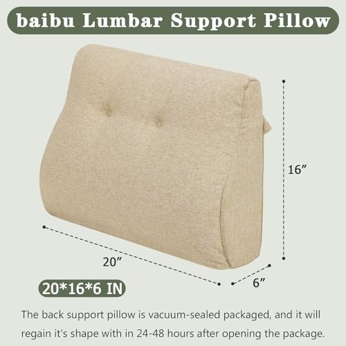 baibu Patented Dual-Layer Memory Foam Lumbar Pillow for Recliner, Beige - Image 4