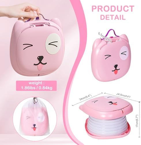 Portable Potty for Toddlers, Foldable Travel Potty(Pink) - Image 3
