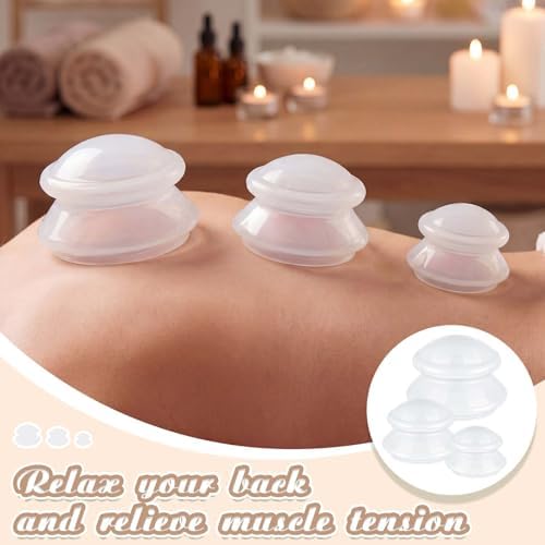 TrelaCo 6 Pcs Silicone Cupping Kit for Massage Therapy,Milky - Image 4