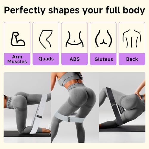 Resistance Bands, Fabric Workout Bands for Women & Men, Cloth Booty Resistance Loop Bands, Thick Squat Bands for Home Fitness, Gym, Yoga, Pilates for Butt Legs Thigh Hip Glute - Image 6