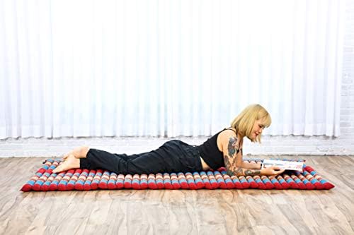 Leewadee - Kapok Roll Mat – Handcrafted Folding Sleep & Relaxation Mattress from Thailand, Ideal as Guest Bed, Camping Mat, Yoga Mat or Traditional Futon, 75 x 39 inches, Blue Red - Image 2