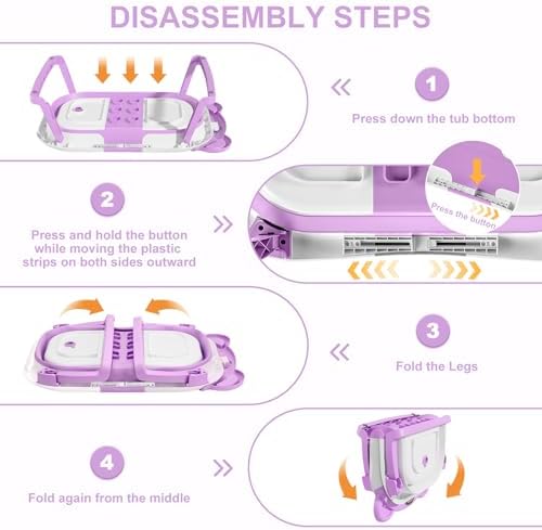 MoreFeel Collapsible Baby Bathtub for Newborn with Thermometer & 1 Hooded Towel & 1 Soft Floating Cushion,Portable Travel Bathtub with Drain Hole, Durable Foldable Baby Tubs for Infants to Toddler - Image 5