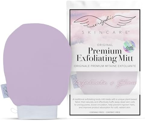 Lavender Premium Body Exfoliating Mitt 1pc, Korean Washcloth & Scrub Glove by SeraphicSkincare
