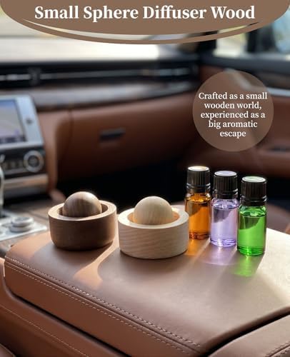 6PCS Wooden Essential Oil Diffuser, No Electricity Needed, Compact Round Ball Design Passive Aroma for Home Office Car (3 Beech & 3 Walnut) - Image 3
