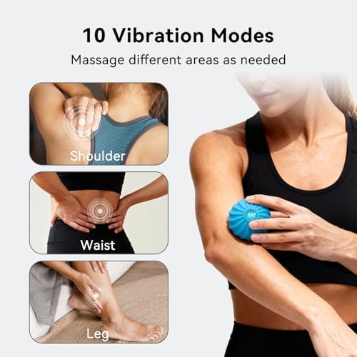 2.4" Mini Electric Vibrating Massage Ball, 10-Speed Fitness Yoga Massage Roller for Palm, Hand, Foot, Leg, Neck, Back, Multi-Directional Massage Ball (Blue) - Image 7