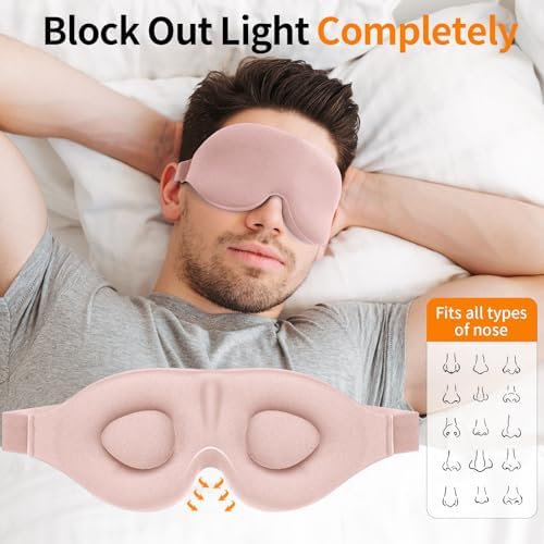 NEWVANGA Sleep Mask for Back and Side Sleeper, Travel Eye Cover, Pink - Image 3
