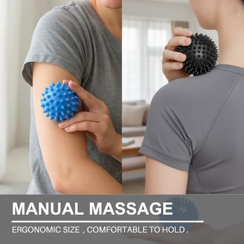 LEZER Spiky Massage Ball, Trigger Massage Point, Plantar Fasciitis, Deep Tissue Myofascial Release Tool, Foot Massager, Muscle Knot Relief, Physical Therapy, 3.5 in（Black） - Image 3