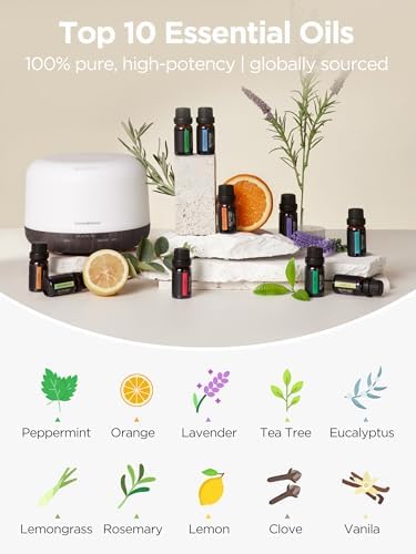 InnoGear 500ml Aromatherapy Diffuser for Home 10 Essential Oil Set, Brown - Image 4