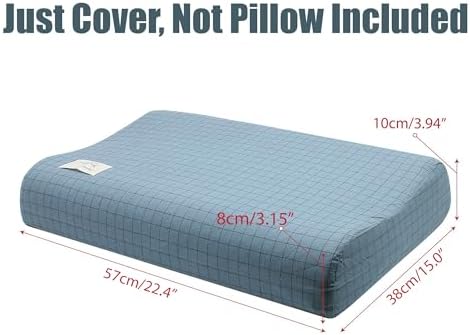 Contour Pillow Case Cotton Pillowcase Covers with Zipper, Zippered Soft Replacement Cases for Memory Foam Ergonomic Contour Neck Cervical Latex Pillows for Pain Relief Protector Plaid Print Cover Only - Image 2