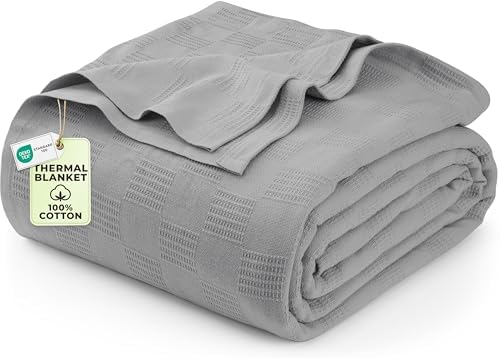 Utopia Bedding 100% Cotton Thermal Blanket Cool Grey Queen, 90x90 Inches by UTOPIABEDDING