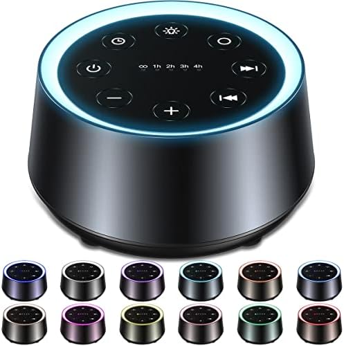 EasyHome Sleep Sound Machine White Noise Machines with 30 Soothing Sounds 12 Adjustable Night Light 10 Adjustment Brightness 32 Levels of Volume 5 Timers and Memory Function Home Travel Office by EasyHome