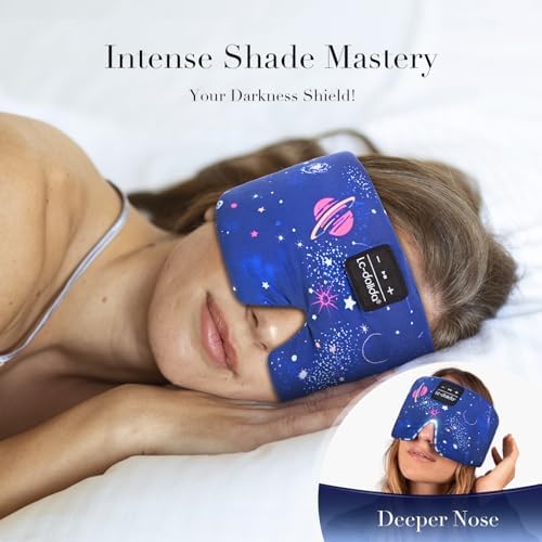 LC-dolida Sleep Mask with Bluetooth Headphones, Extra Large Silk Eye Mask for Sleeping Side Day Sleepers, Sleep Headphones Bluetooth 5.4 for Women Men with Thin Speaker, Blackout, Comfort, Microphone - Image 2