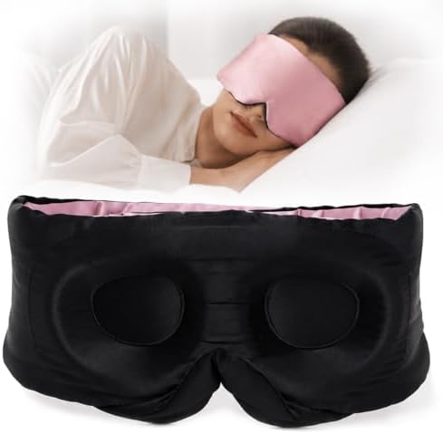 SilkSilky 22 Momme Mulberry Silk Sleep Mask for Side Sleepers, Pale Mauve by SilkSilky