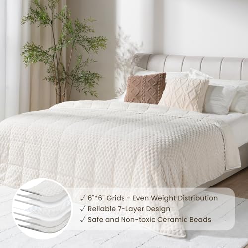 Drewin Weighted Blanket Full Size for Adults 15lbs,Cream White,48" x 72" - Image 4