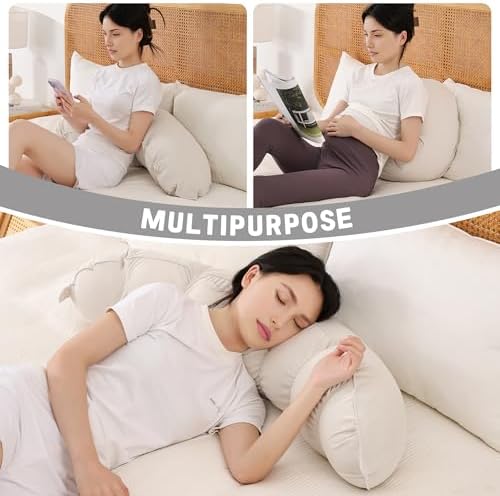 Peallow(Pat. Pend) – Long Round Body Pillow for Adults, Bolster Pillow for Sleeping, Soft and Supportive Pillow for Sleeping & Lumbar Support (Misty White,39") - Image 6