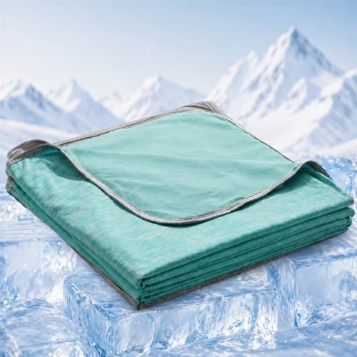 Queen Size Cooling Blanket for Hot Sleepers - Lightweight Breathable Cool Cold Blanket - Keep Cool for Night Sweats, Soft Thin Ice Blankets for Bed Couch Sofa, (Aqua Splash, 90"x90") by Unknown