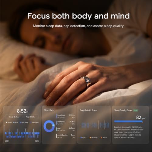 AI Smart Ring 1.0,Fitness Tracker for Men/Women,Gloss Black Size 14 - Image 5
